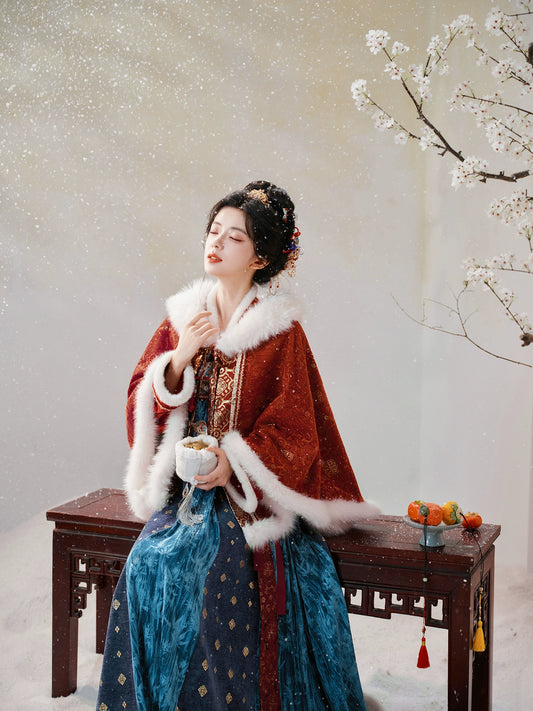 July Eve [Bao Dian Qingdai] Red Cloak Tang Chest-length Dress tang HanFuDreams