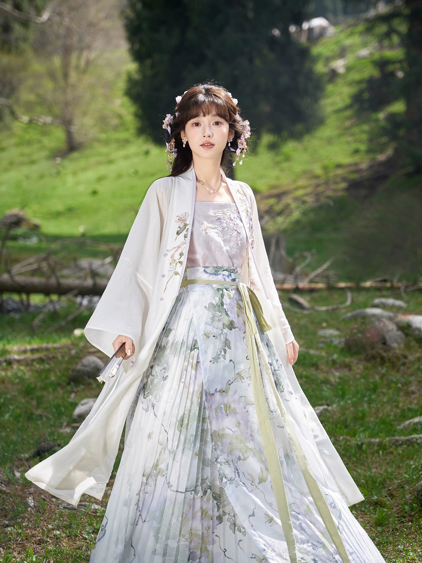 More than thirteen [文藤丹青] Tencel suspender hundred skirts Song Hanfu women song HanFuDreams