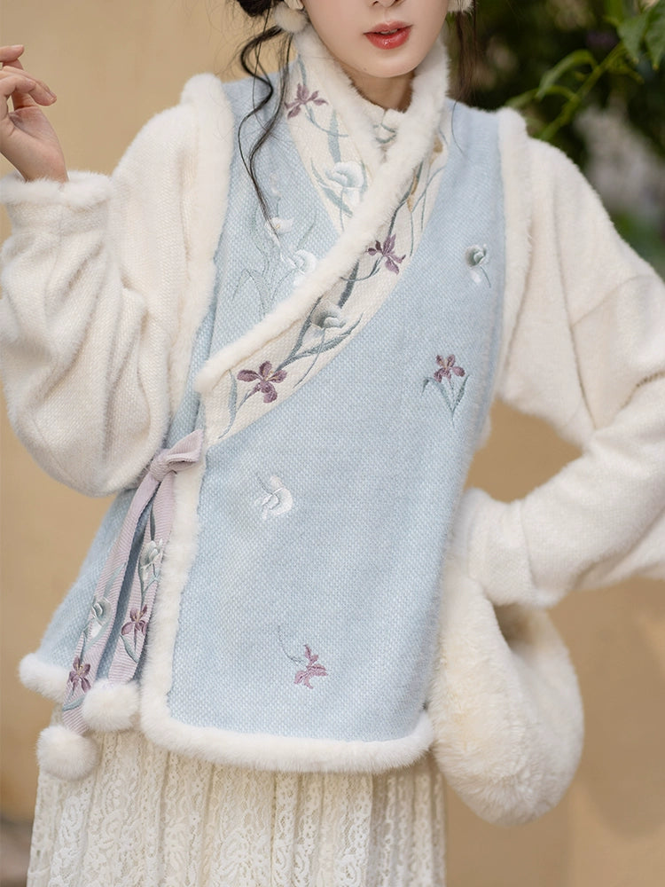 Chi Xia [Mengqi Iris] Han element velvet than nail lace skirt