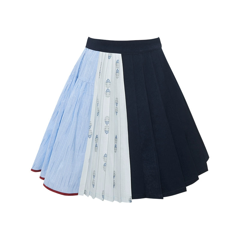 More than thirteen [Fengting Gui] 2025 autumn new waffle splicing skirt modern HanFuDreams short skirt S