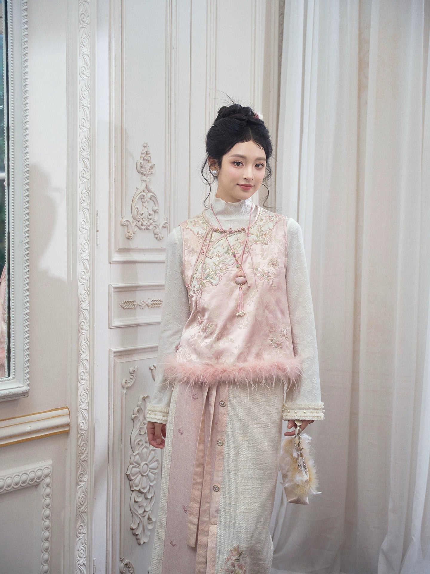 July Eve [Pink Jade Jialan] Small vest versatile stacked top coat modern HanFuDreams