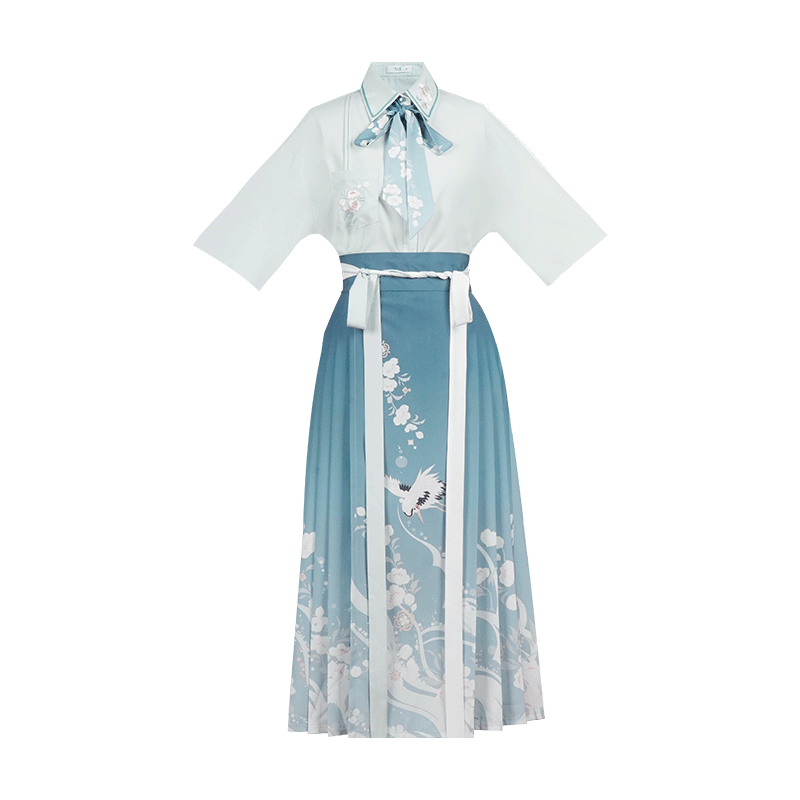 Short shirt gradual change eight points horse skirt hanfu han