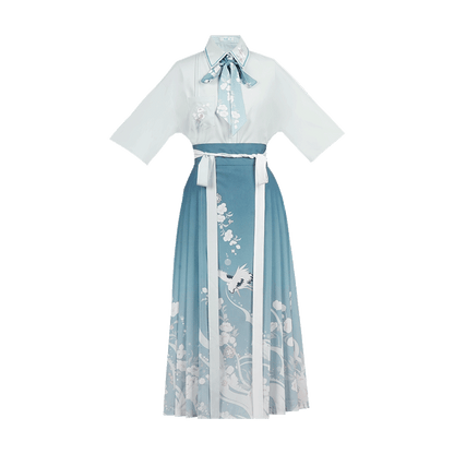 Short shirt gradual change eight points horse skirt hanfu han