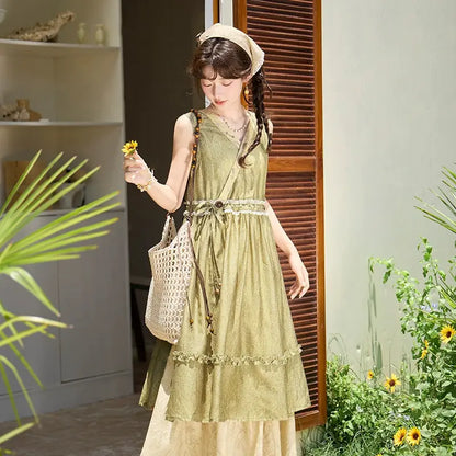 More than thirteen [Wen Song] Tencel sticker inside dress under skirt Han elements han HanFuDreams two-piece set S