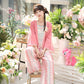More than Thirteen [Party Magic] Spring Jacket Pants National Style Set modern HanFuDreams Three-piece set (pink) S
