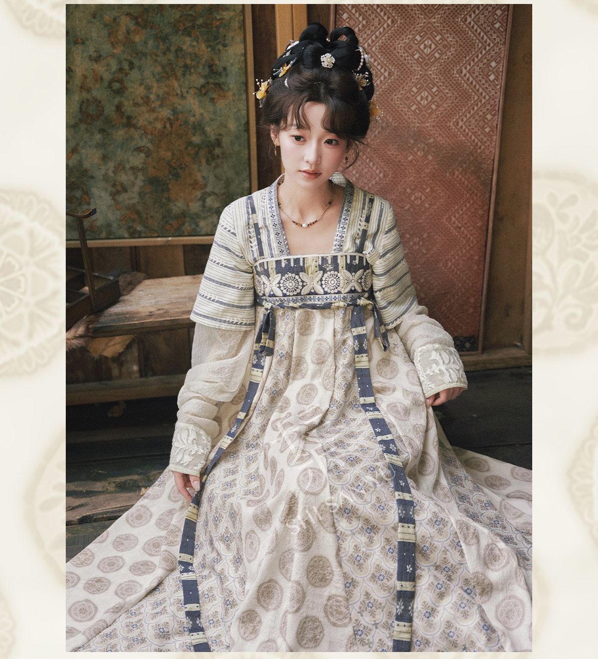 More than thirteen [sweet rain] printed chest-length suspender broken skirt Tang Hanfu tang HanFuDreams