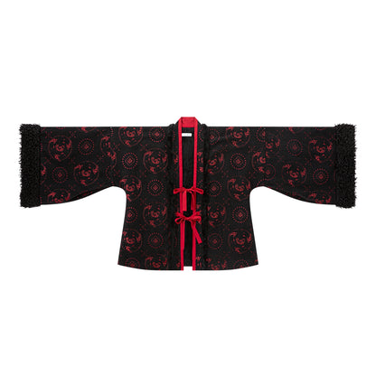 Chi Xia [Red and Ink] pleated collar shirt eight broken skirt Jin