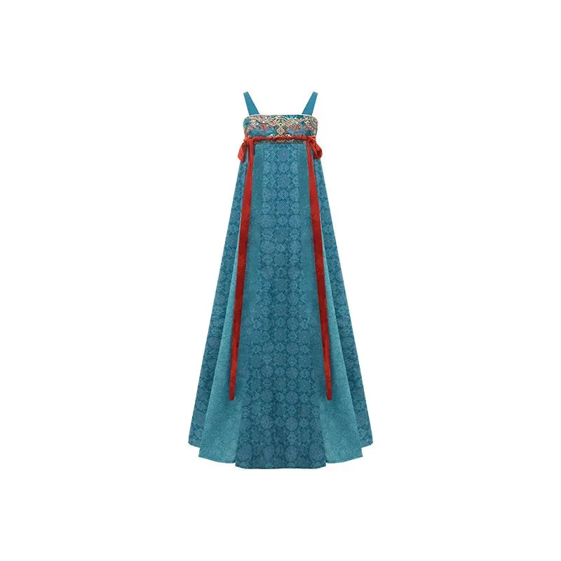 July Eve [Shumiyu Mingke] Fake two-piece pleated clothes, embroidered suspenders skirts han HanFuDreams suspender skirt XS