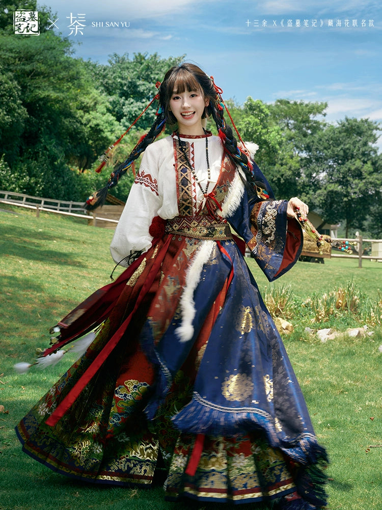 More than thirteen [snowfield flowers] Tibetan wind long jacket autumn ming HanFuDreams