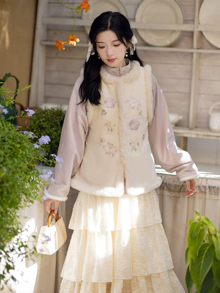 Chi Xia [Taro Shake] is a short jacket with a stand-up collar and a skirt han HanFuDreams