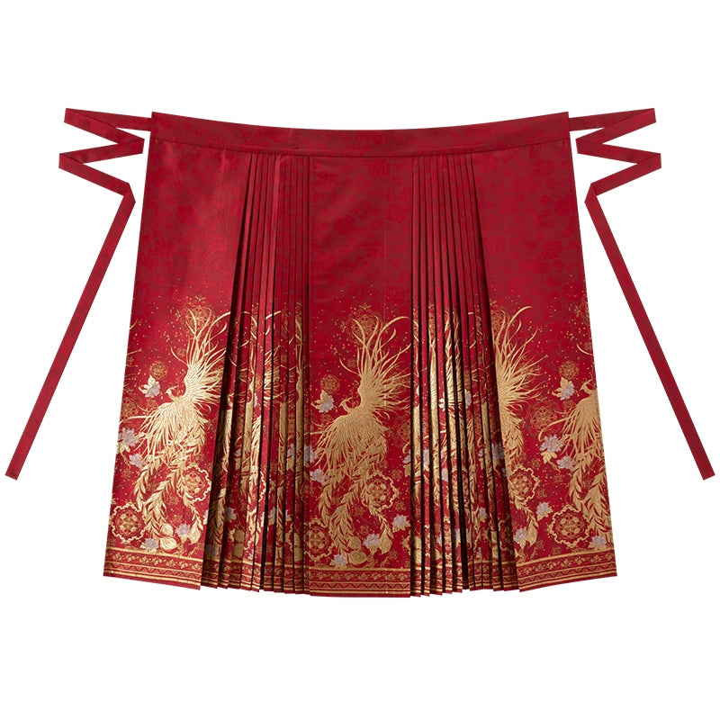 Ming-style Horse Face Skirt Hanfu for Toasting and Engagement Ceremonies.