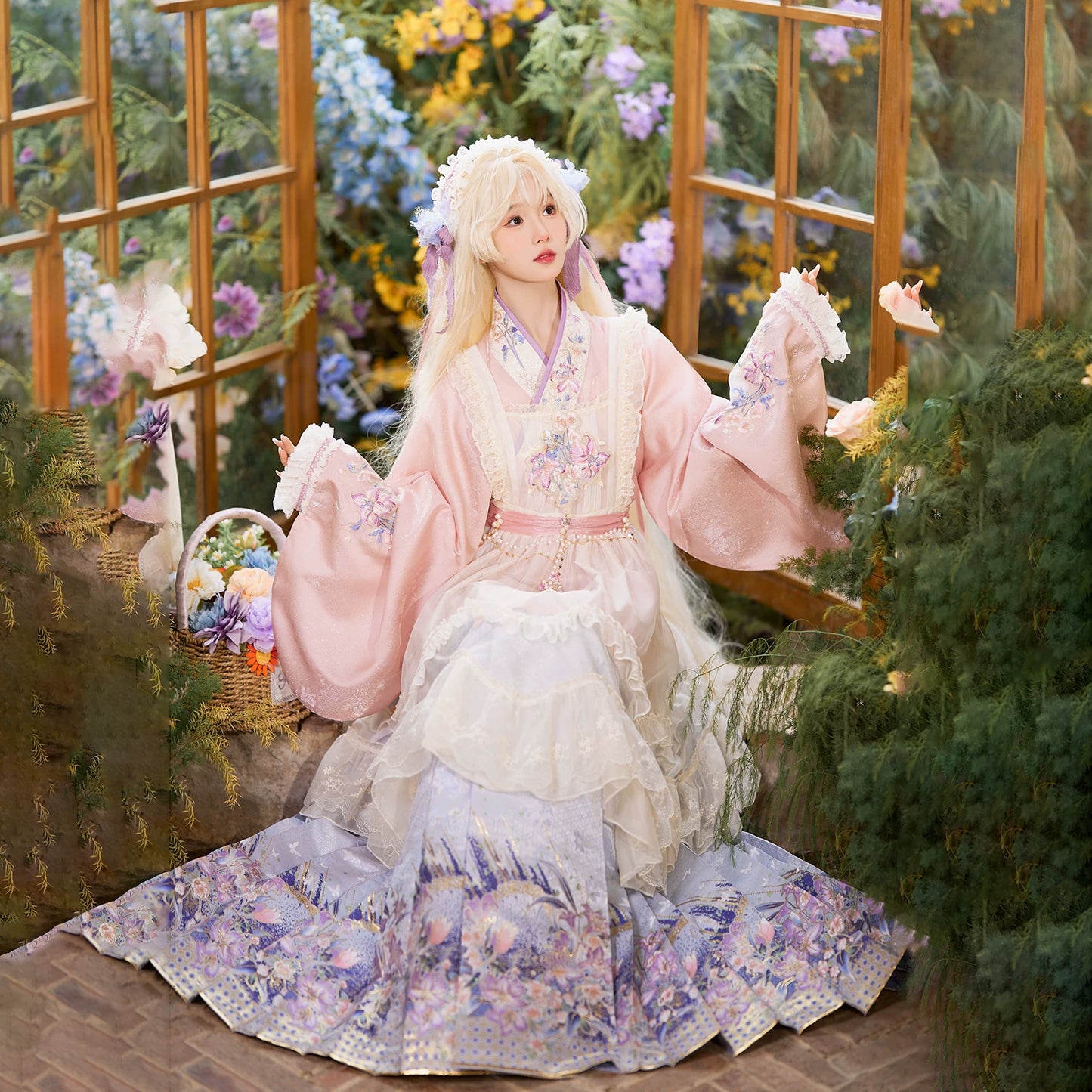 Flower Fairy Story [Frosting Garden] Beige Mesh Skirt Han-Yang Eclectic han HanFuDreams Skirt 1 M