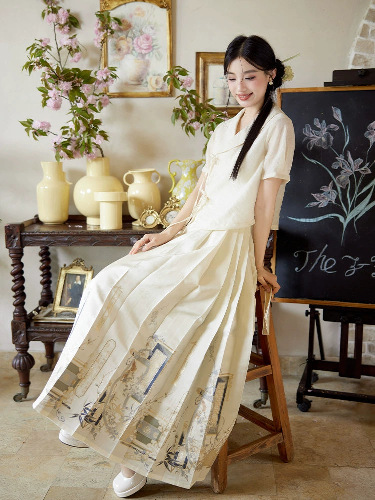 More than Thirteen [Painted Evening] New Chinese Horse Skirt Suit Women modern HanFuDreams