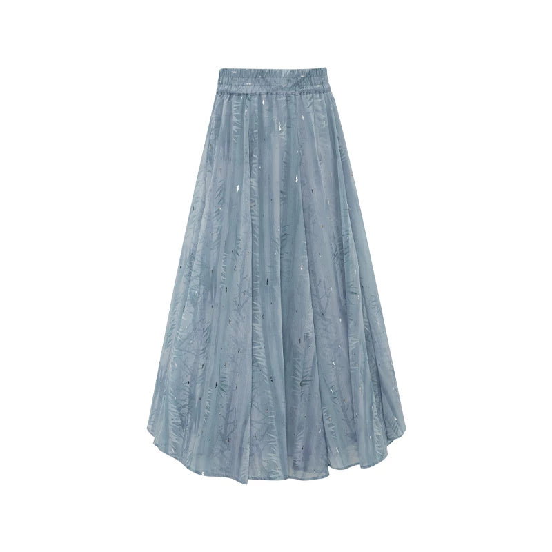 (Pre-Order)Clear Light - Embroidered Tencel Pojian Duijin & Poqun Set modern Shisanyu Flowing Midi Skirt XS