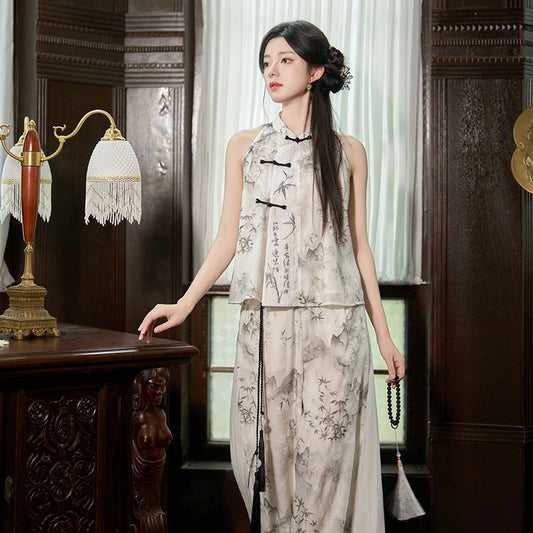 More than Thirteen [觅诗] Summer National Style Ink Landscape Painting New Chinese Style Set modern HanFuDreams two-piece set S