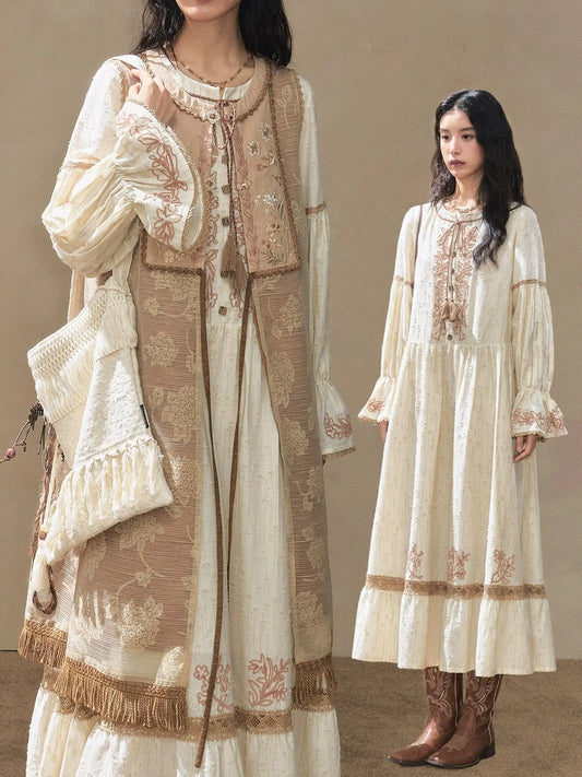 July Eve [Fern Times Record] embroidered long armor coat lace dress modern HanFuDreams