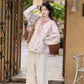 Chi Xia [Taoxi Room] Ming-made lapel shirt Tencel straight waist pants ming HanFuDreams