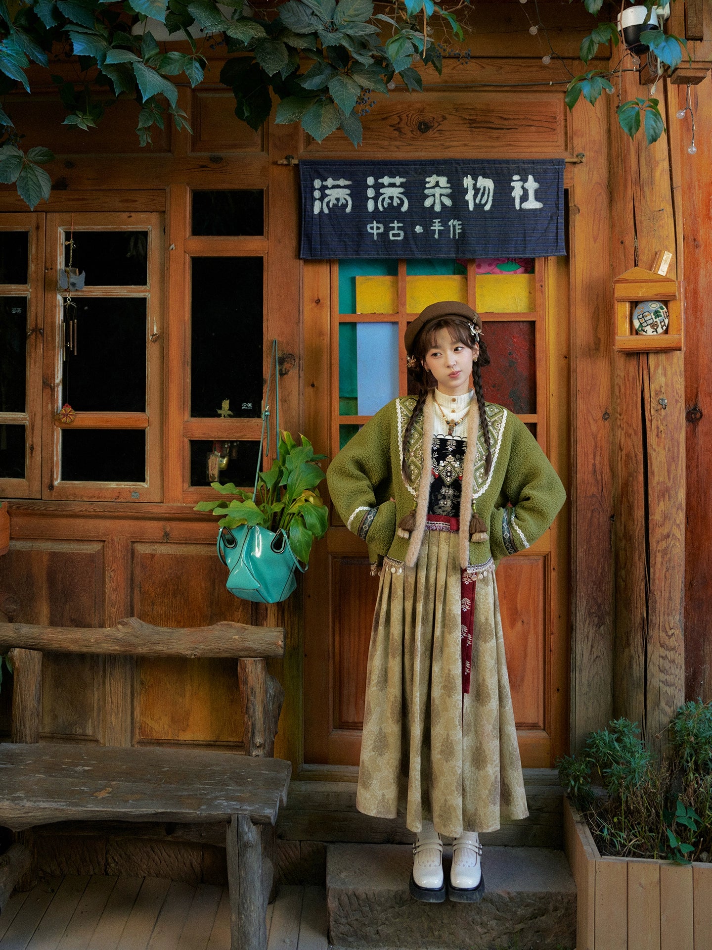 More than thirteen [Tingwu Autumn] lamb wool jacket dress national style set modern HanFuDreams