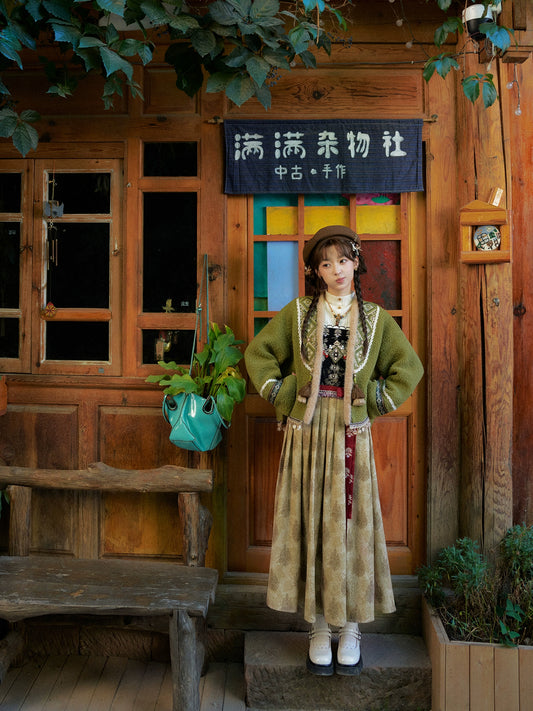 More than thirteen [Tingwu Autumn] lamb wool jacket dress national style set modern HanFuDreams