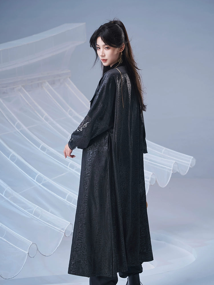 More than thirteen [Snake Bone Vientiane] crew neck robe imitation leather jacket modern HanFuDreams