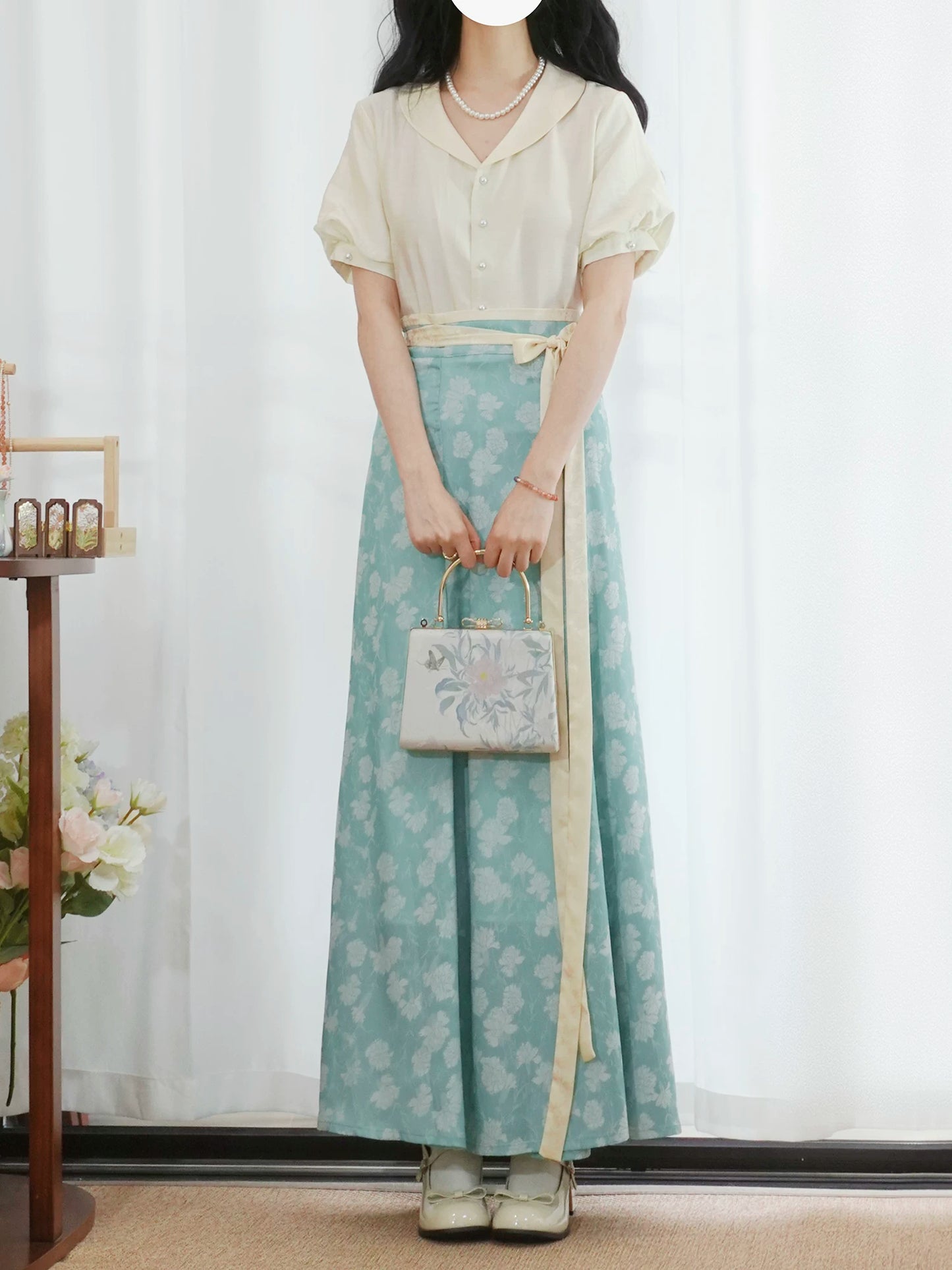 Flower Fairy Story [Qinhe Ying] One-piece jacquard eight-broken skirt Tang tang HanFuDreams