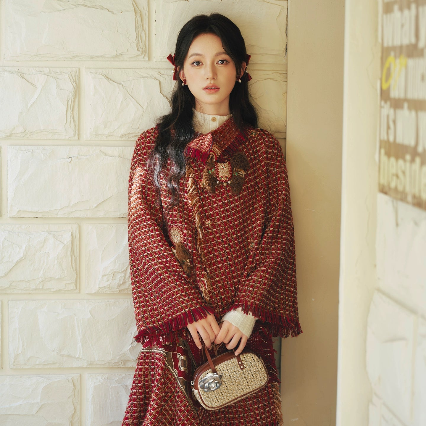 More than thirteen [Wind Horse Ballad] Xiaoxiangfeng Sense Jacket Irregular Half Skirt modern HanFuDreams two-piece set S