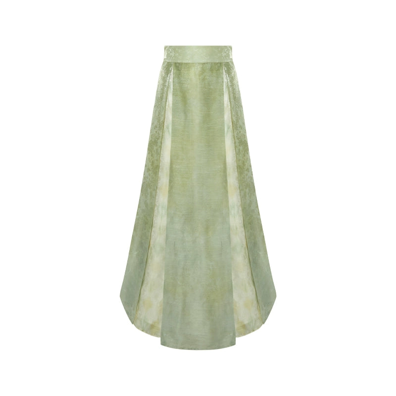 More than thirteen [green mangosteen] embroidered bijia three-pleated skirt Hanfu women han HanFuDreams Three-pleat skirt (improved) S