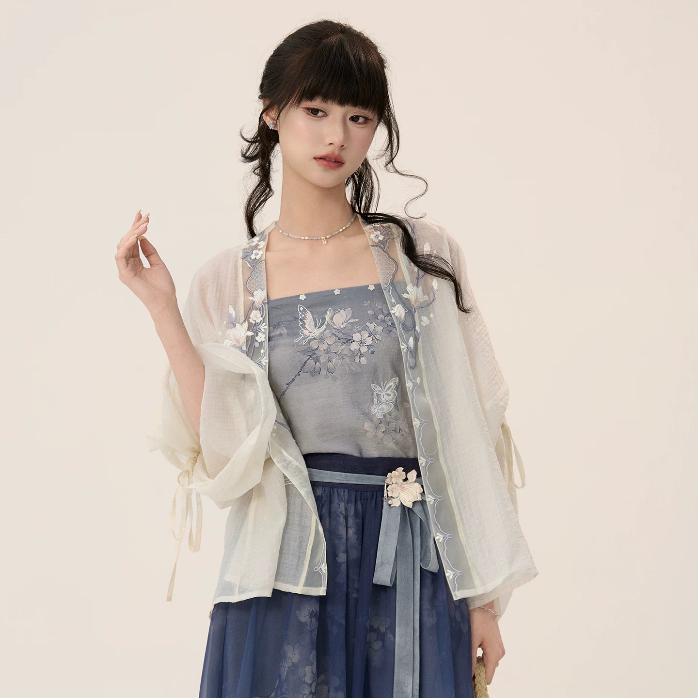 [Yulan Vase]Embroidered Chinese 2 Piece Summer Set Shisanyu three-piece set S