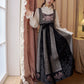 More than thirteen [floral line] pink thickened coat velvet suspender skirt modern HanFuDreams