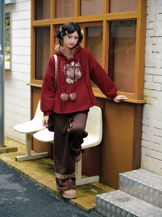 More than thirteen [walking horses] fleece hooded sweater pants national style set