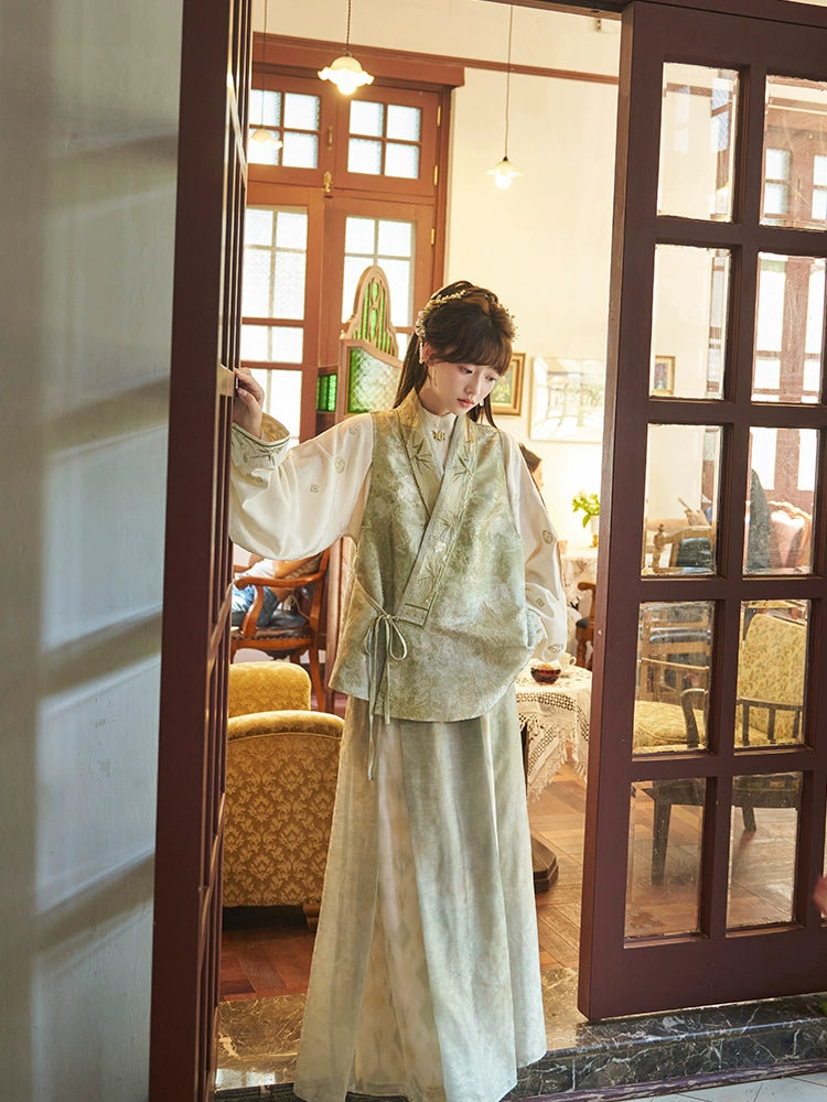 More than thirteen [green mangosteen] embroidered bijia three-pleated skirt Hanfu women han HanFuDreams