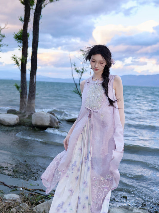 More than thirteen [Embroidered Lotus] Ming Dynasty Purple Lyocell Hanfu Set modern HanFuDreams