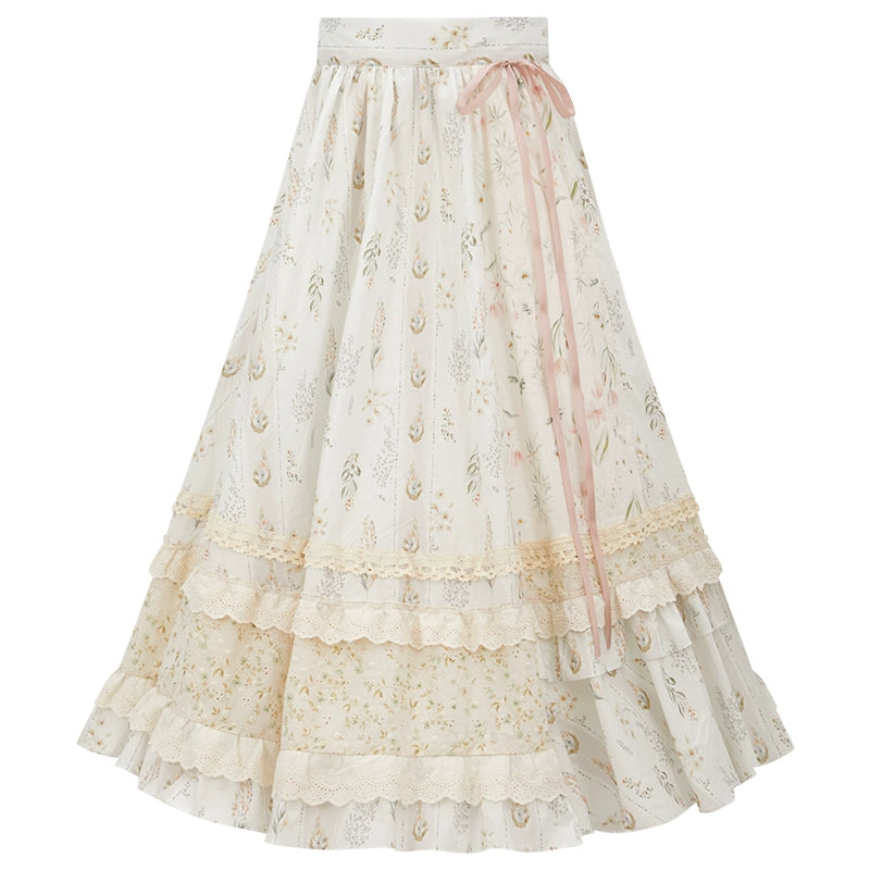 More than thirteen [flower and grass lamps] lace top suspender skirt set modern HanFuDreams skirt XS
