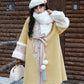 More than thirteen [pastel peony] square collar long jacket coat imitation rabbit fur Ming