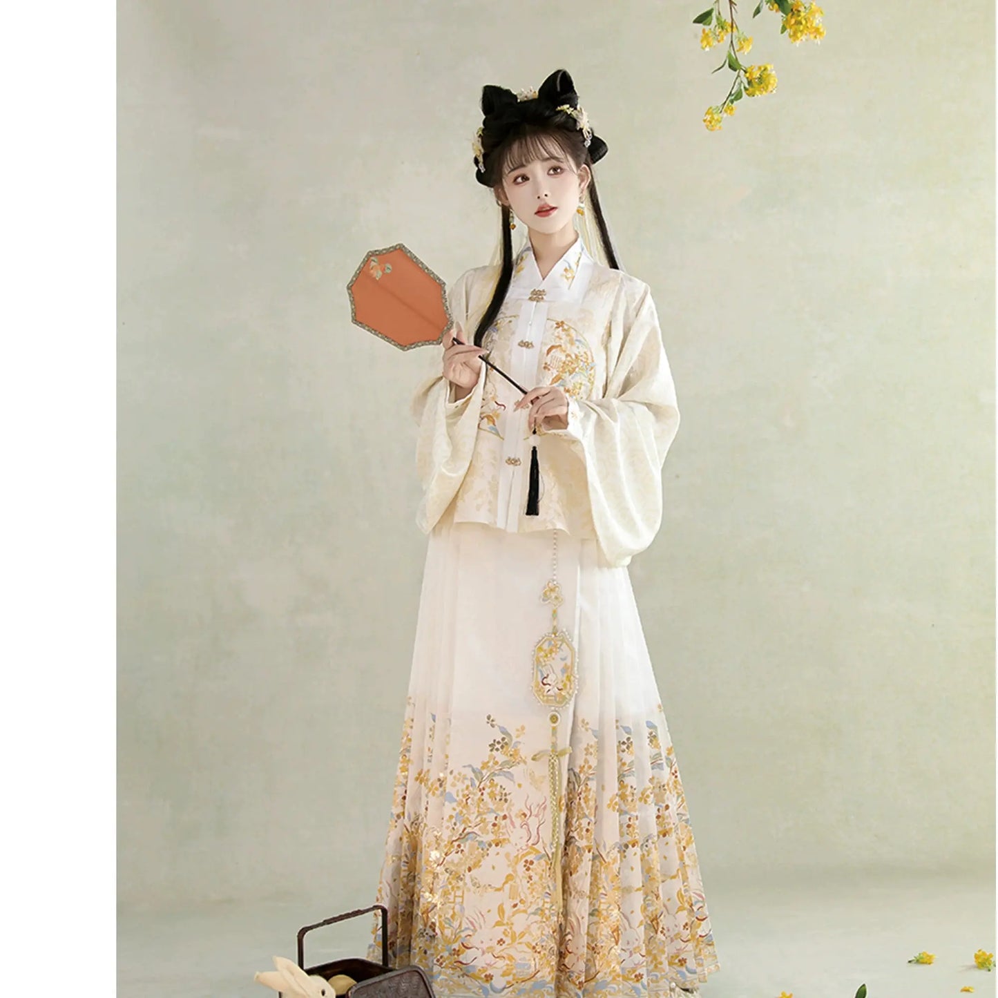 Flower Fairy Story [Rabbit Embroidery] Skirt Weaving Gold Set Brocade han HanFuDreams
