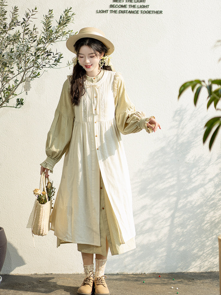 Han element cotton long than armor stand-up collar long shirt Hanfu