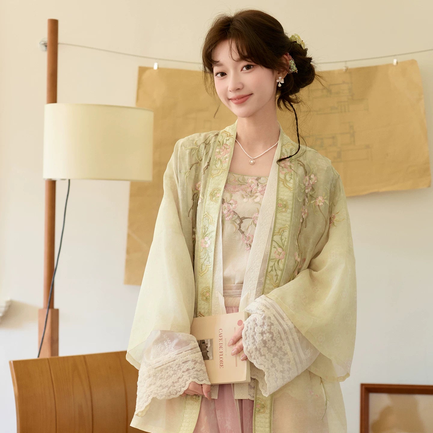 Xinghuayue Duijin Hanfu Set—Embroidered Jacket & Gradient Song Pants HanFuDreams Four-piece set (green) S