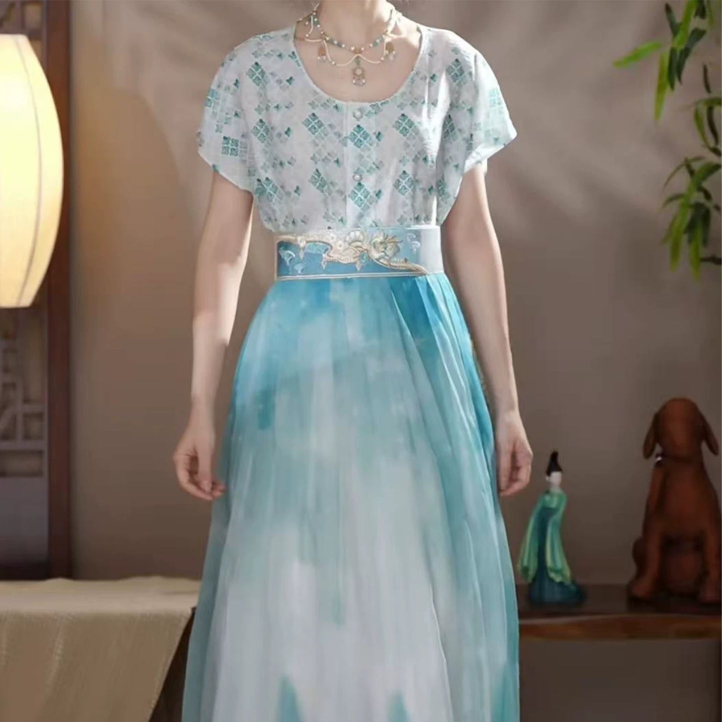 Flower Fairy Story [Shattered Star and Sunk Sea] Embroidery Half-pleated Princess Hundred Dresses modern HanFuDreams Broken Star Sinking Sea Hundred Dresses + Tang Yuezi + Yingluo S