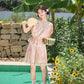 More than thirteen [Xiaohe Flip] Summer national style smudged pink top and shorts set HanFuDreams