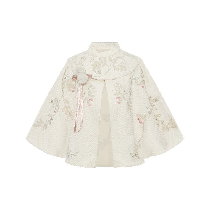 More than thirteen [snow dogwood] chenille cloak imitation hemp print dress modern HanFuDreams Cloak (with accessories) S