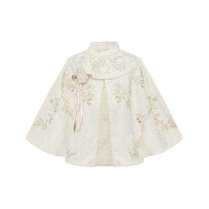 More than thirteen [snow dogwood] chenille cloak imitation hemp print dress modern HanFuDreams Cloak (with accessories) S