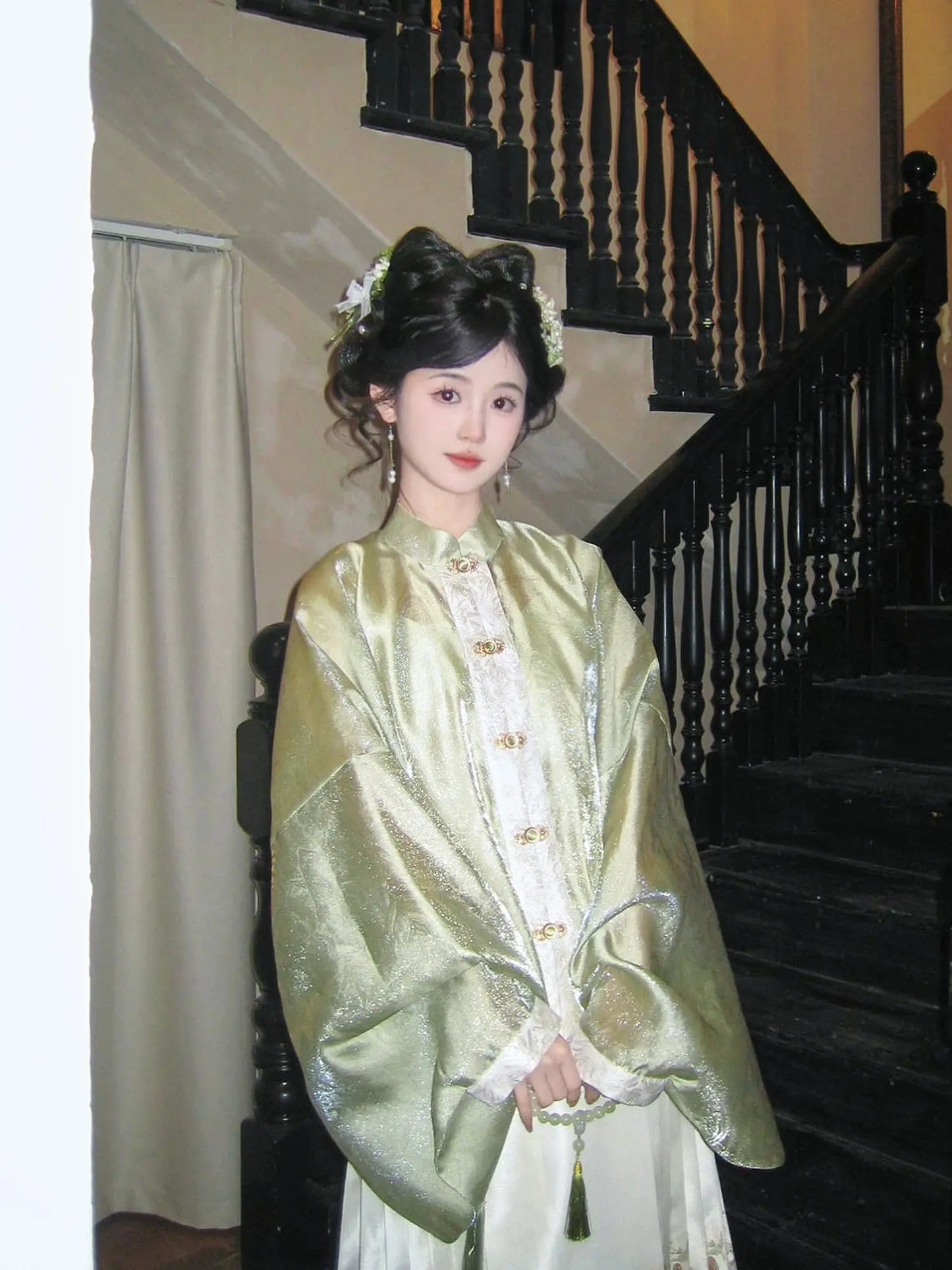 Flower Fairy Story [Shuiguang Mountain] Stand-up Neck Pipa Sleeve Horse Skirt Set Ming ming HanFuDreams