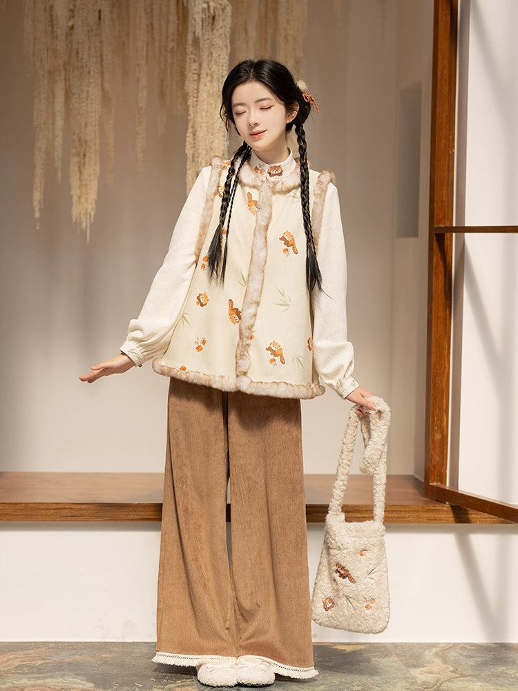 Chi Xia [Persimmon Warmth] plus velvet than armor short shirt and trousers Ming ming HanFuDreams