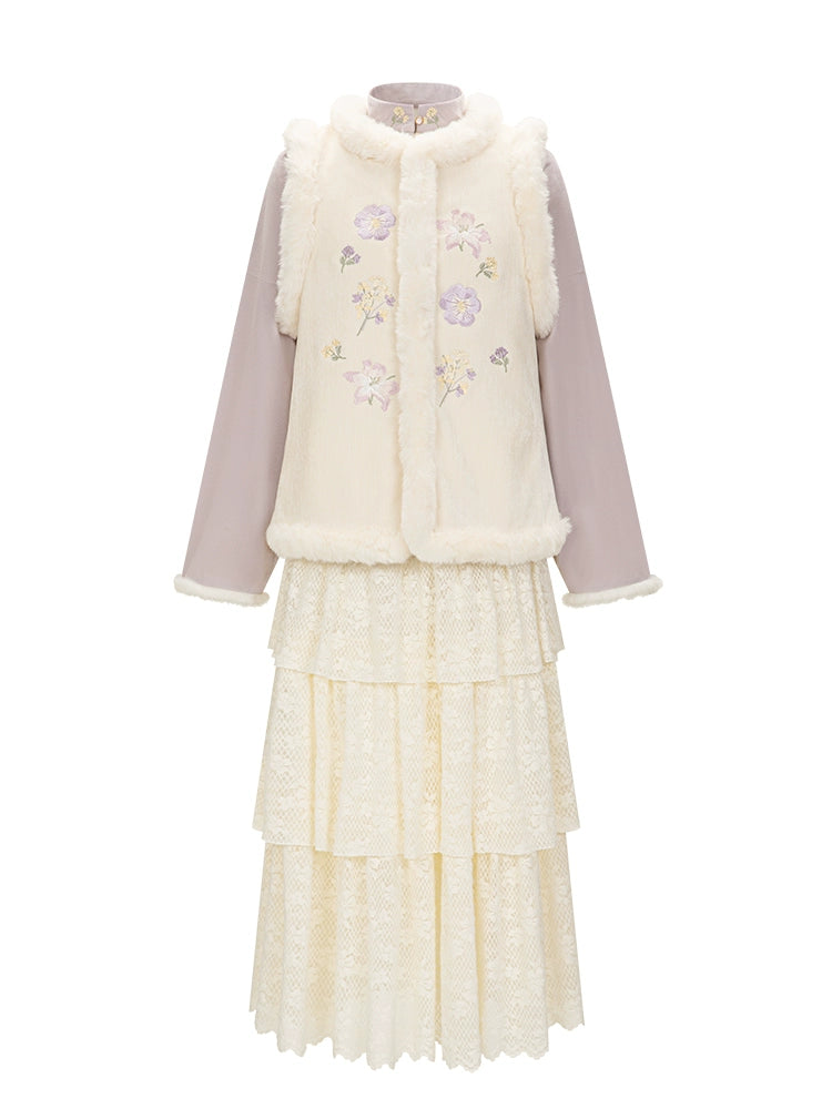 Chi Xia [Taro Shake] is a short jacket with a stand-up collar and a skirt han HanFuDreams