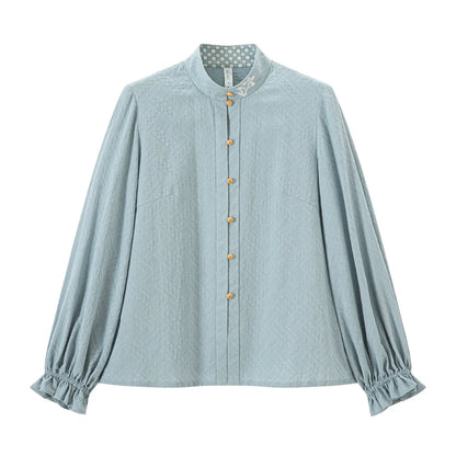 Chi Xia [Blue Kite Forest] A man with a stand-up collar shirt and a broken skirt modern HanFuDreams Stand up collared shirt S