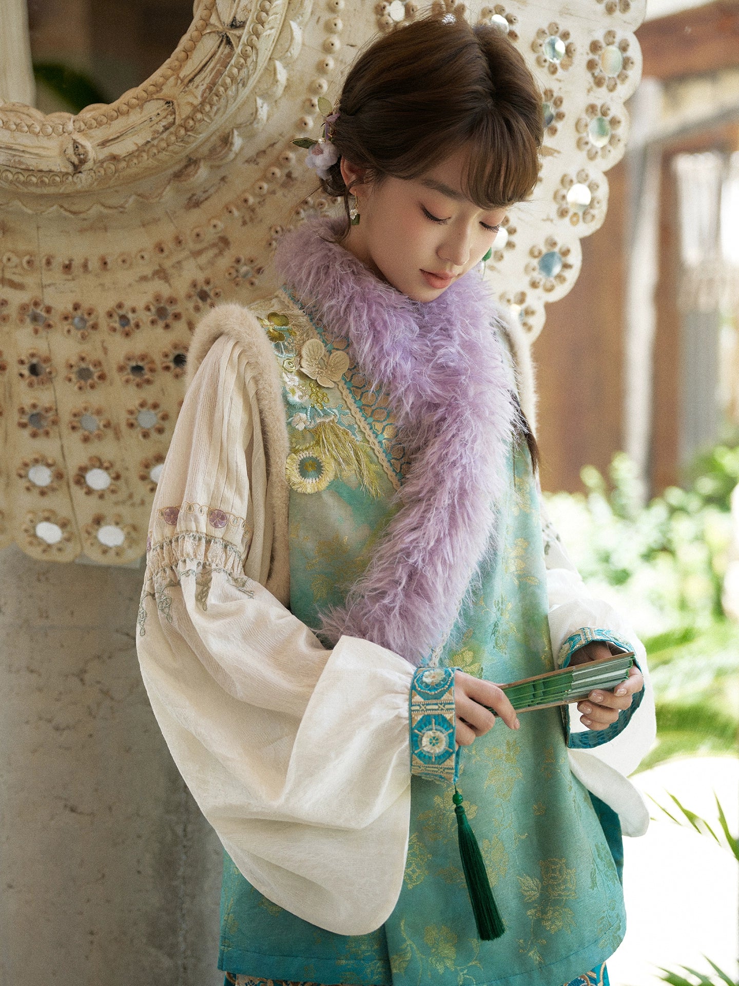 More than thirteen [Empty Mountain Evening Photo] Weaving Gold Bijia Horse Face Skirt Ming ming HanFuDreams