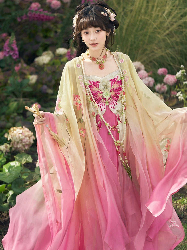 More than thirteen [peach blossom long tassel] large-sleeved shirt suspender skirt Tang Hanfu tang HanFuDreams