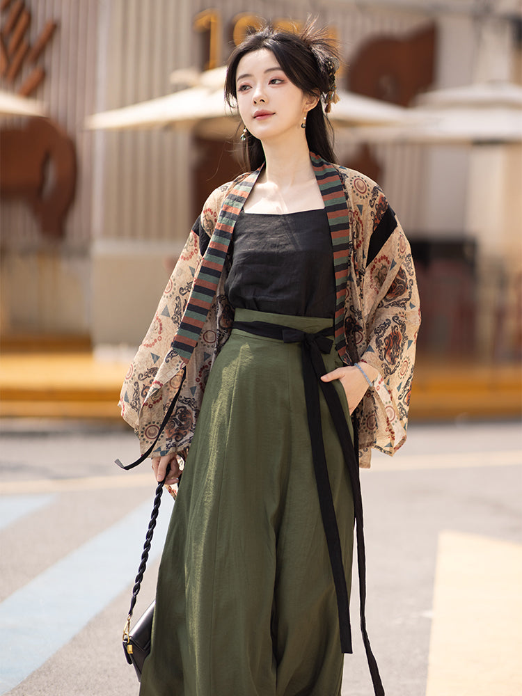 Jinshang Tenci curved collar shirt  & broken skirt original Hanfu