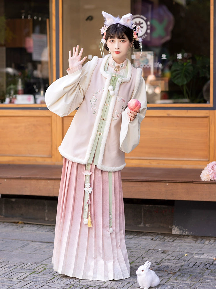 Ming-made velvet short than nail pleated skirt Hanfu