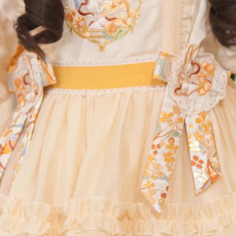 Flower Fairy Story [Golden Branch Rabbit Shadow] Pipa Sleeve Horse Dress Han Yang Eclectic Han han HanFuDreams Weaving gold bow [Send with skirt during the new period] S